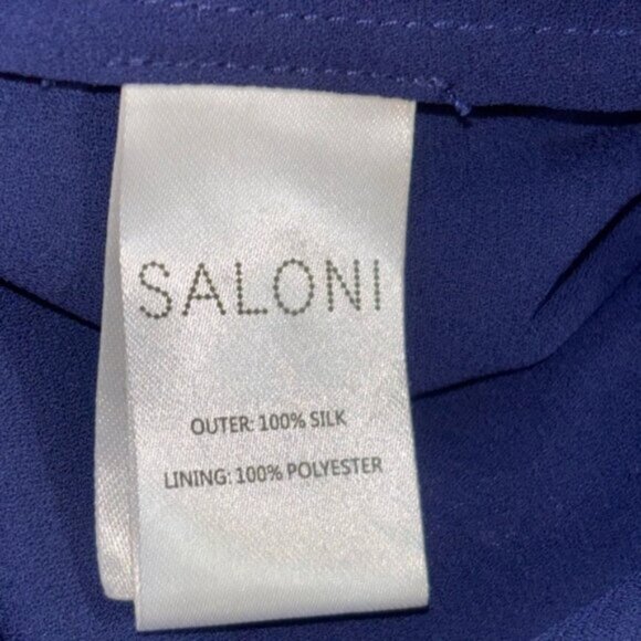 Saloni Floral Women's Dress 4 Silk Lined Full Button Front Chest Ruffle Sheer - Picture 5 of 14